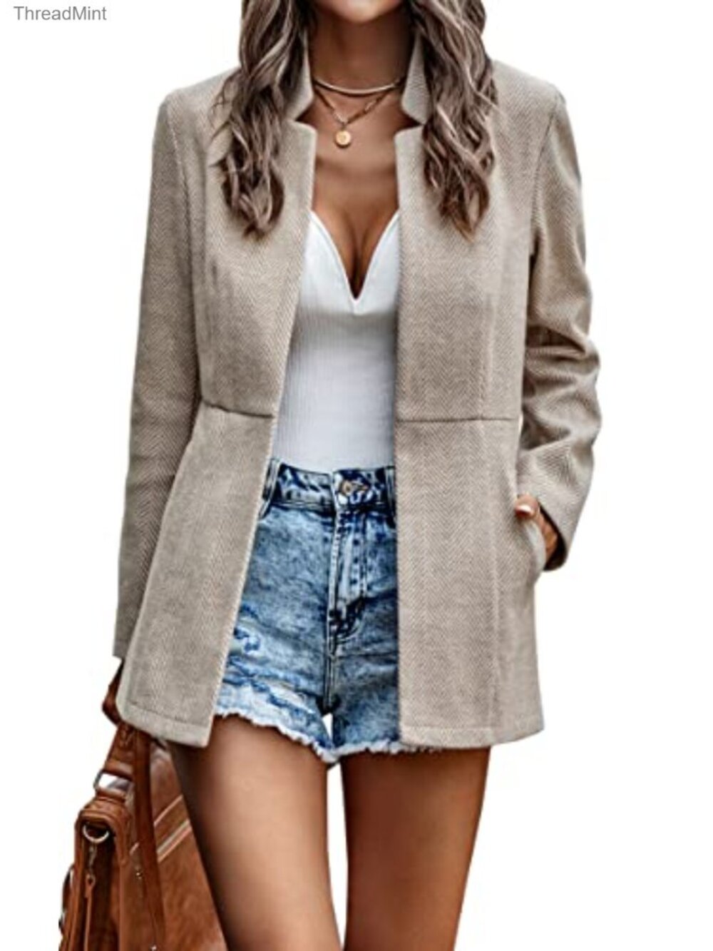 Women's Open Front Blazer Coat Long Sleeve Notch Lapel Collar Business Work